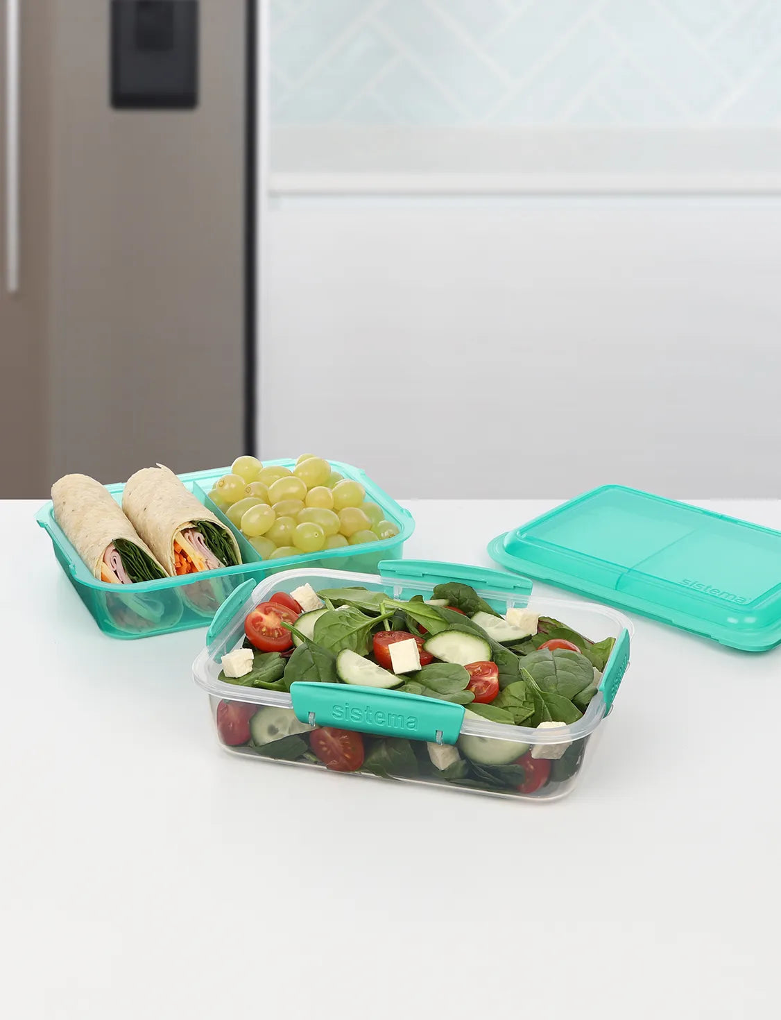 1.8L Rectangle Stackable Lunch Box TO GO™ in Teal - Perfect for Office, School, Picnics & Meal Prep