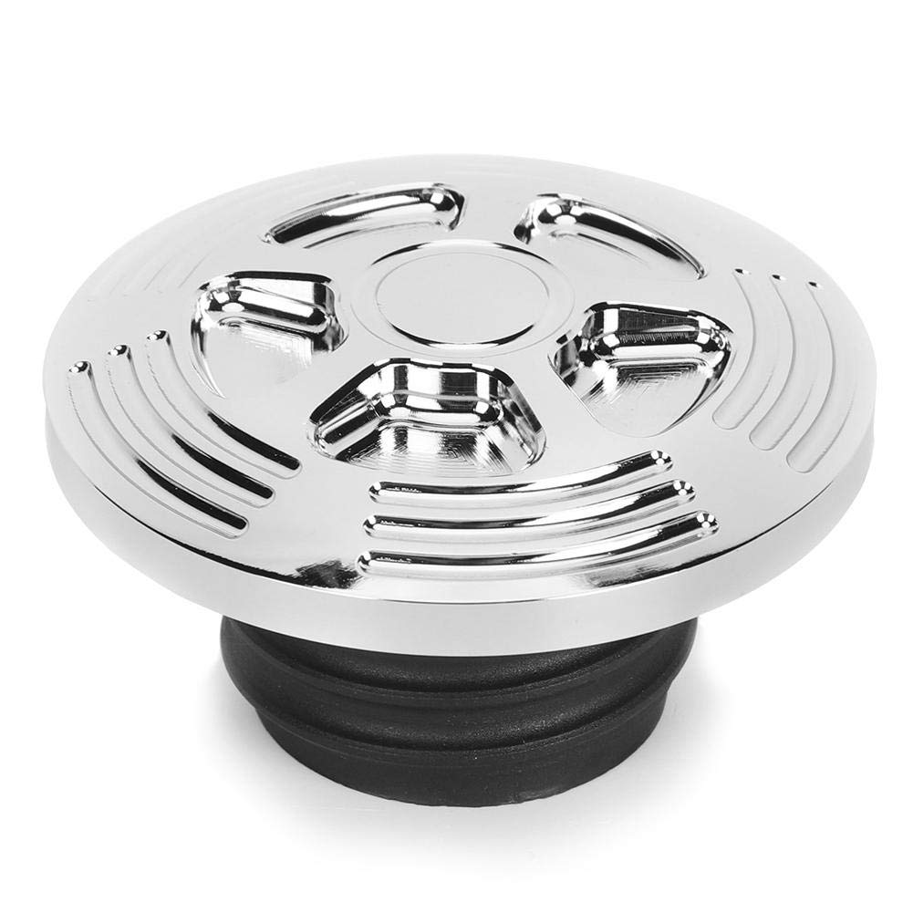 Qiilu Aluminum Motorcycle Oil Cap - Vented Fuel Tank Gas Cap Decorative Cover for Harley Davidson XL (Silver) - Durable & Stylish Upgrade for Cruisers & Choppers