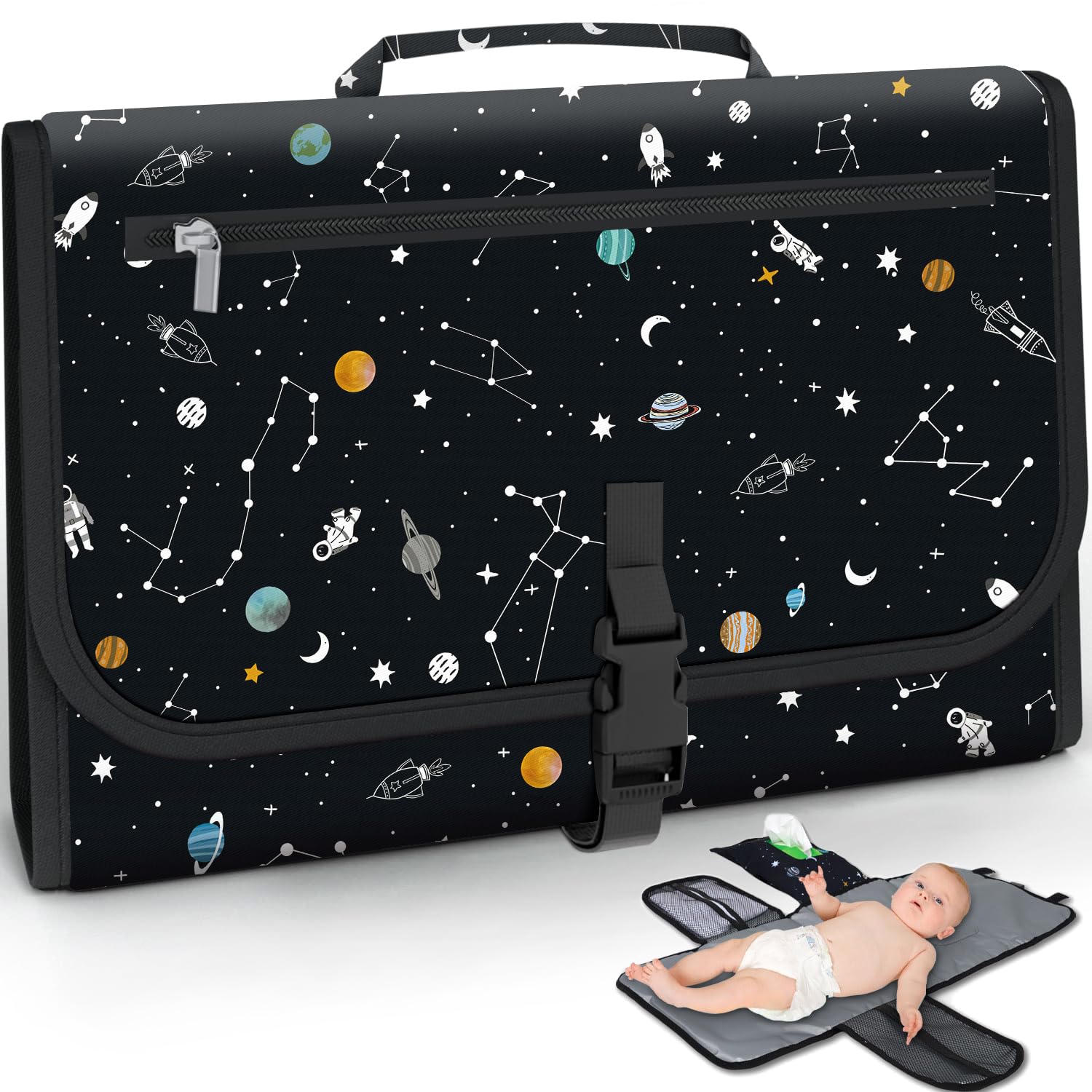 Portable Waterproof Foldable Baby Changing Mat - Premium Diaper Changing Pad for Newborns & Travel | Ideal for Nursery, On-the-Go Parents & Baby Showers | Perfect Infant Gift & Space-Saving Solution
