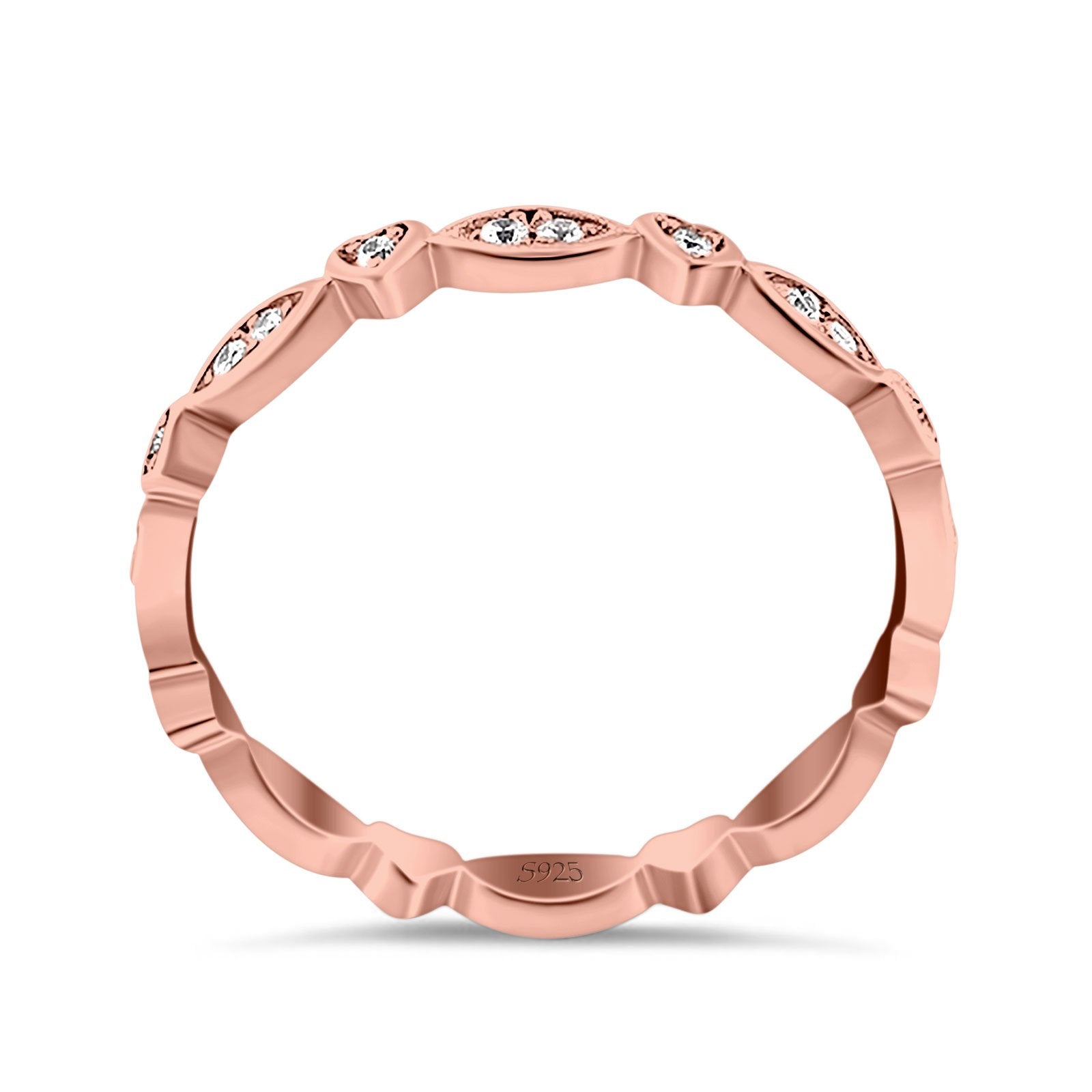 3mm Art Deco Marquise & Heart Wedding Band - 925 Sterling Silver with Simulated Cubic Zirconia | Elegant Eternity Ring for Women, Anniversary Gift, Bridal Jewelry, Special Occasion Accessory