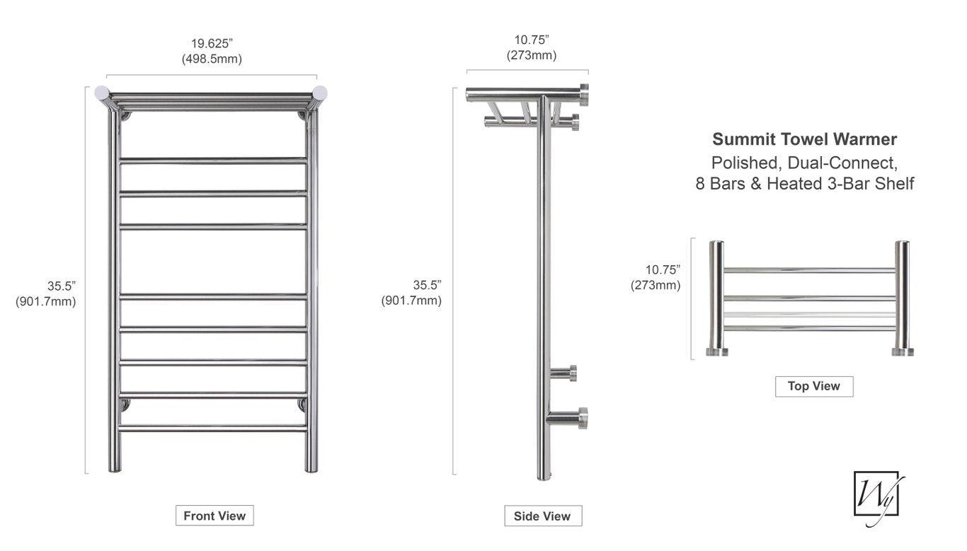 WarmlyYours Summit Dual Connect Hardwired & Plug-In Towel Warmer - 19