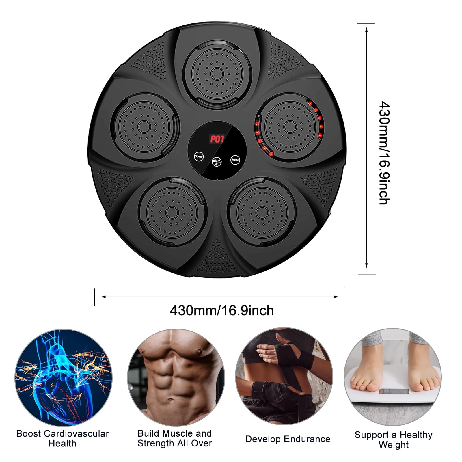 2024 Smart Electronic Music Boxing Machine - Wall Mounted Boxing Training Equipment with Bluetooth for Kids & Adults | Home Gym, Fitness Training, Stress Relief