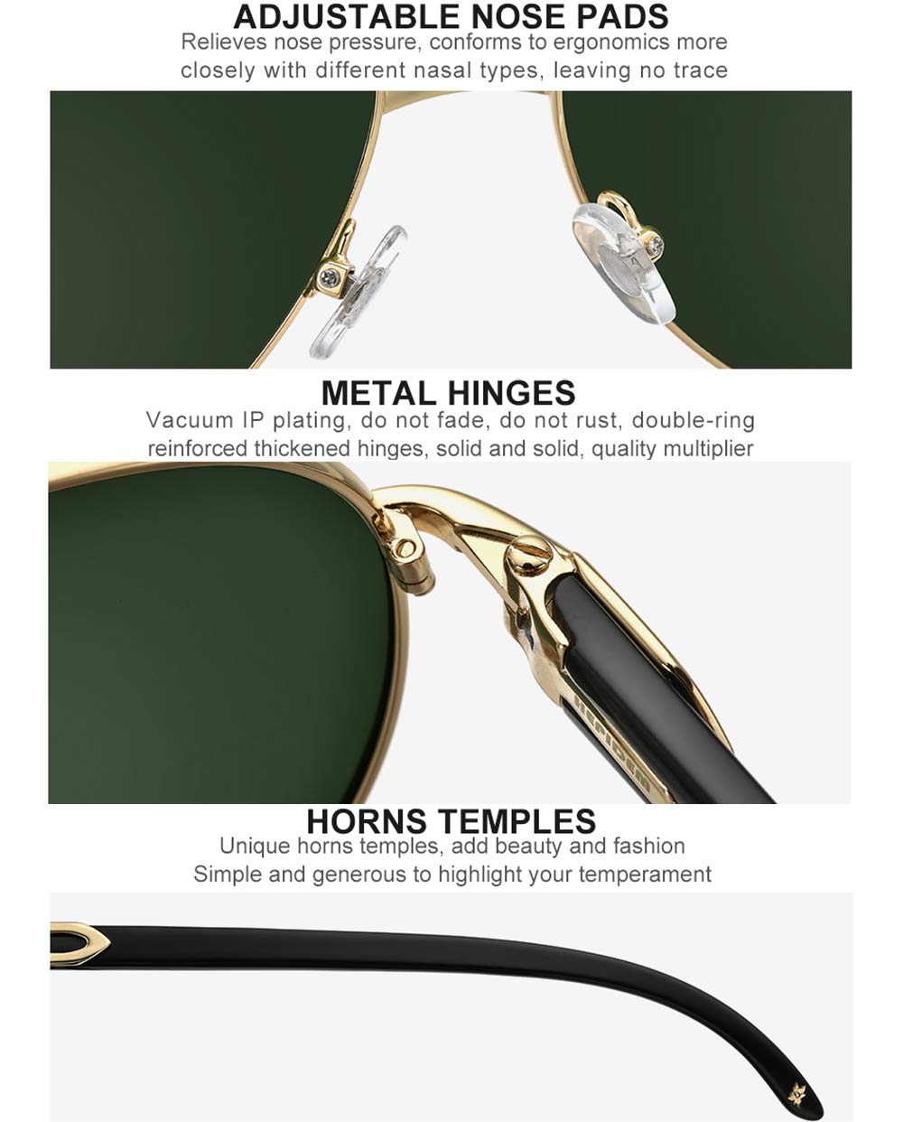 HEPIDEM 100% Genuine Buffalo Horn Handmade Round Sunglasses for Men - Luxury Polarized UV Protection Shades for Outdoor Activities, Driving & Fashion