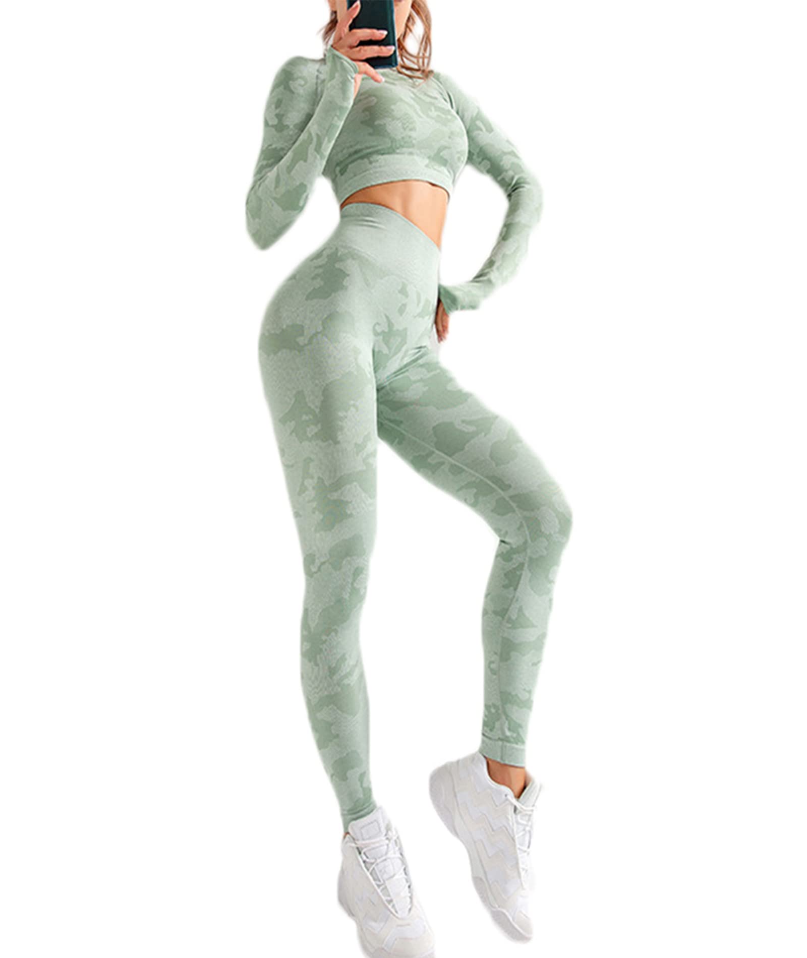 Women's 2-Piece Workout Set - High Waisted Yoga Leggings & Stretch Sports Bra - Gym Activewear for Yoga, Running & Fitness Training