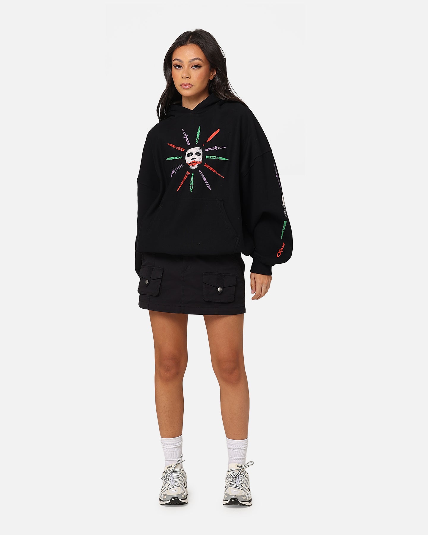 Premium DC Batman The Joker Scars Hoodie - American Thrift Black Sweatshirt for Cosplay, Halloween & Comic Con