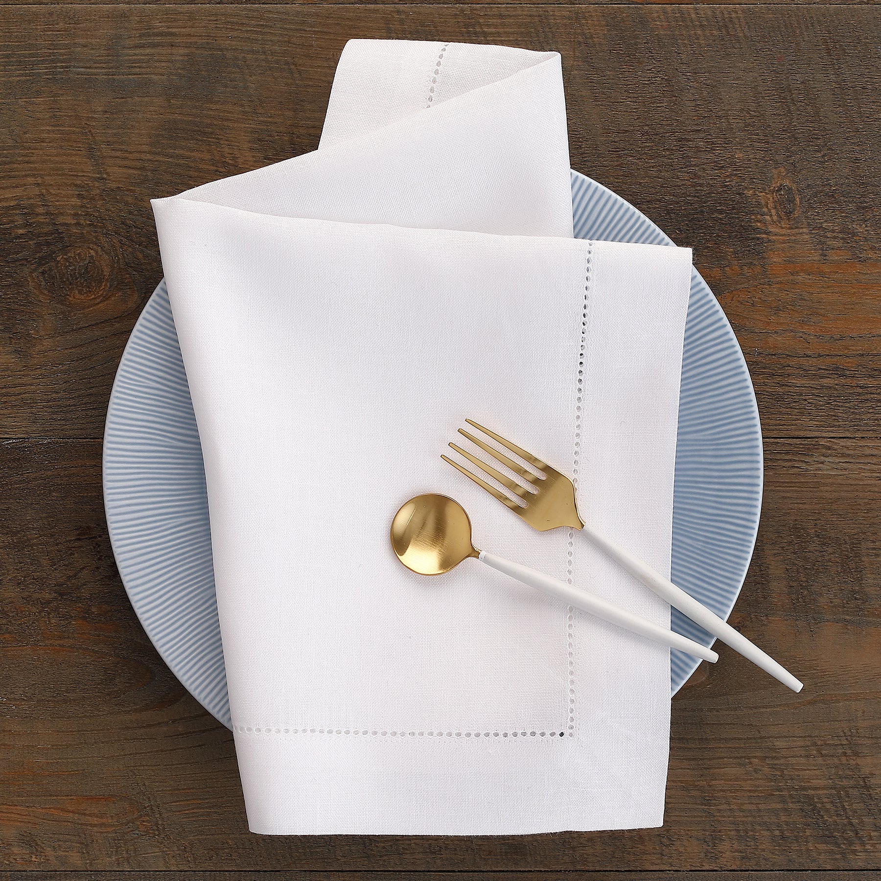 Premium Classic Hemstitch Napkins - 100% Cotton Linen Dinner Napkins for Formal Dining, Weddings & Special Occasions