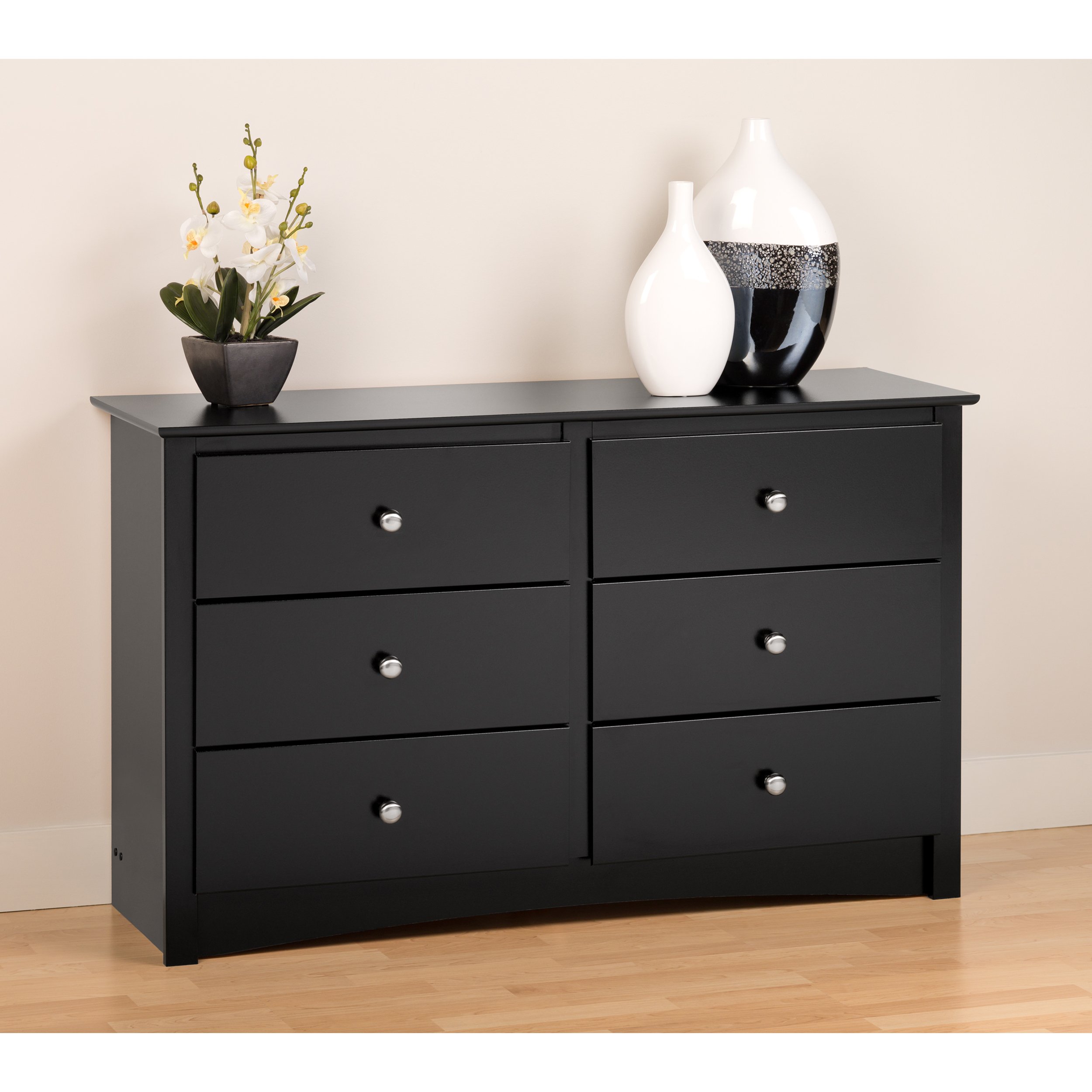 Prepac Black Sonoma 6-Drawer Kids Dresser - Sturdy Wooden Chest of Drawers for Children's Bedroom Storage & Organization