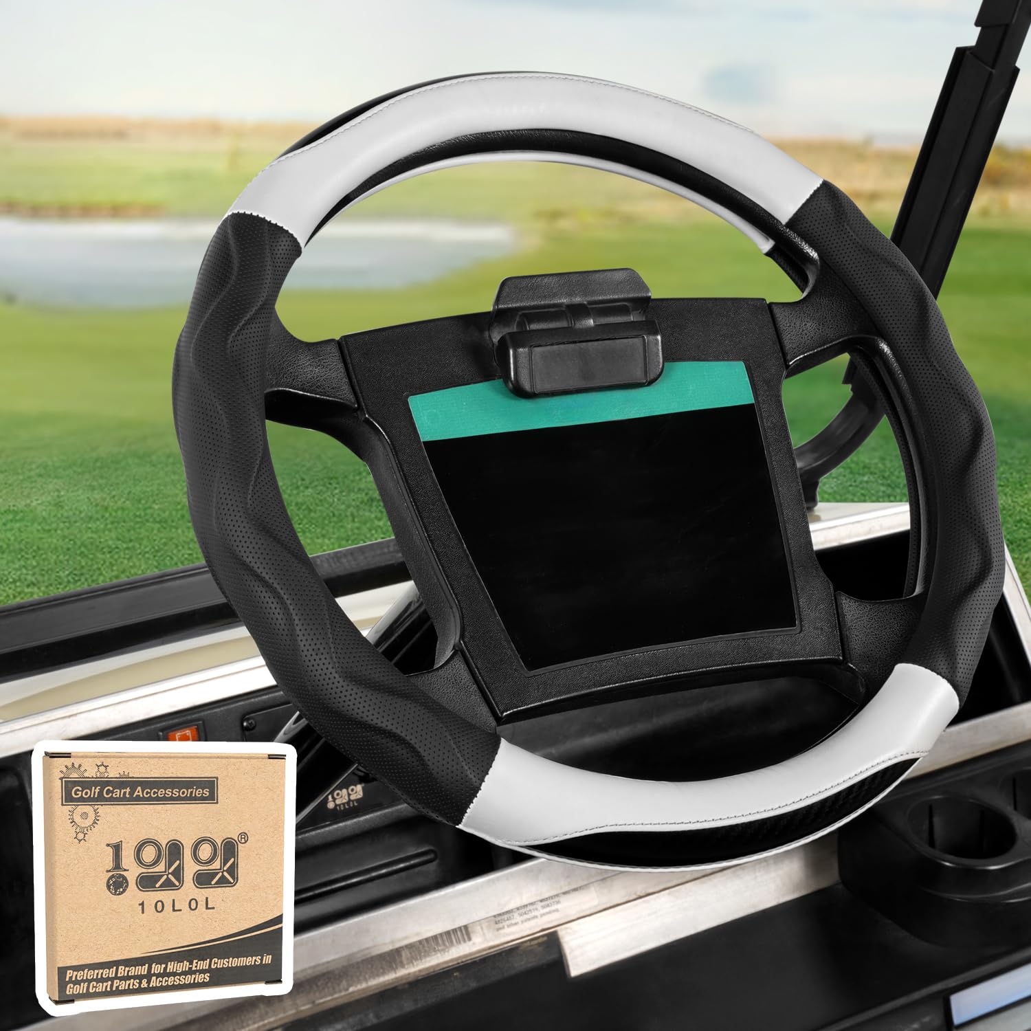 Upgraded 14 Inch Golf Cart Steering Wheel Cover - Anti-Slip Microfiber with PU Leather - Fits Yamaha, Club Car DS & Precedent - Perfect for Golf Carts, Utility Vehicles & Outdoor Adventures