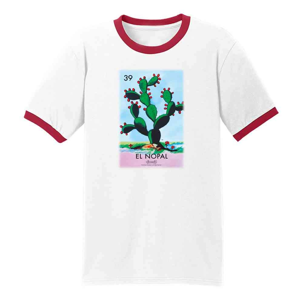 Pop Threads El Nopal Cactus Loteria Card Mexican Graphic T-Shirt for Men - Vintage Latino Style Cotton Tee - Perfect for Cinco de Mayo, Hispanic Heritage Month & Casual Wear