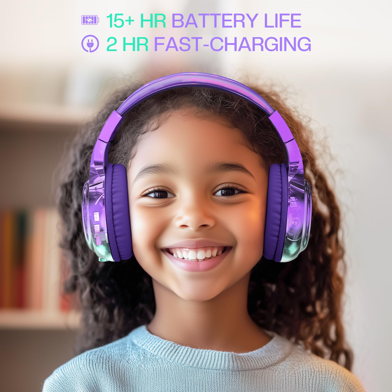 QearFun 2Pack Kids Bluetooth Headphones - Wireless On-Ear Headset with Built-in Mic, USB-C Fast Charging & Bluetooth 5.3 for Boys & Girls - Perfect for School, Travel, Online Classes, iPad, Tablet & Gaming
