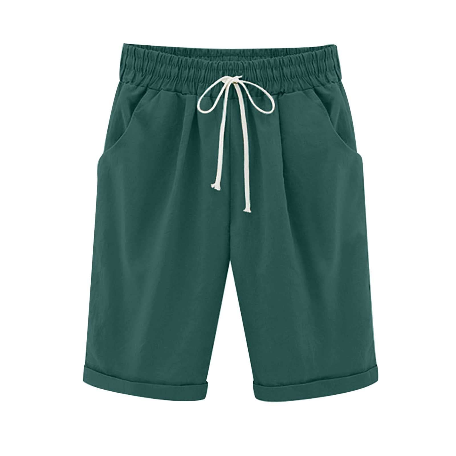 AMDBEL Women's Cotton Bermuda Shorts with Pockets - Yoga & Walking