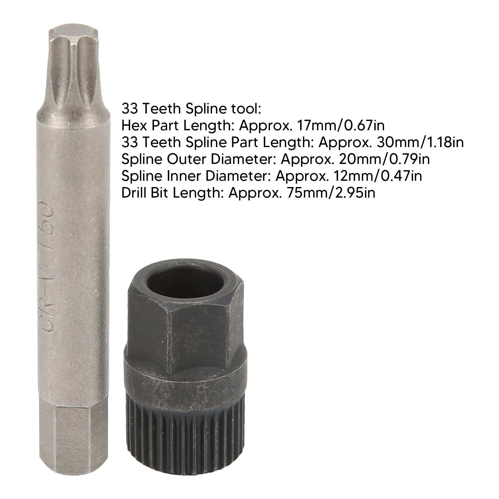 30mm Spline 33 Teeth Alternator Pulley Puller Kit with 75mm Impact Proof Sleeve Removal Tool - Durable Car Repair Tool for Alternator Replacement & Maintenance | Perfect for DIY Mechanics & Professional Auto Shops
