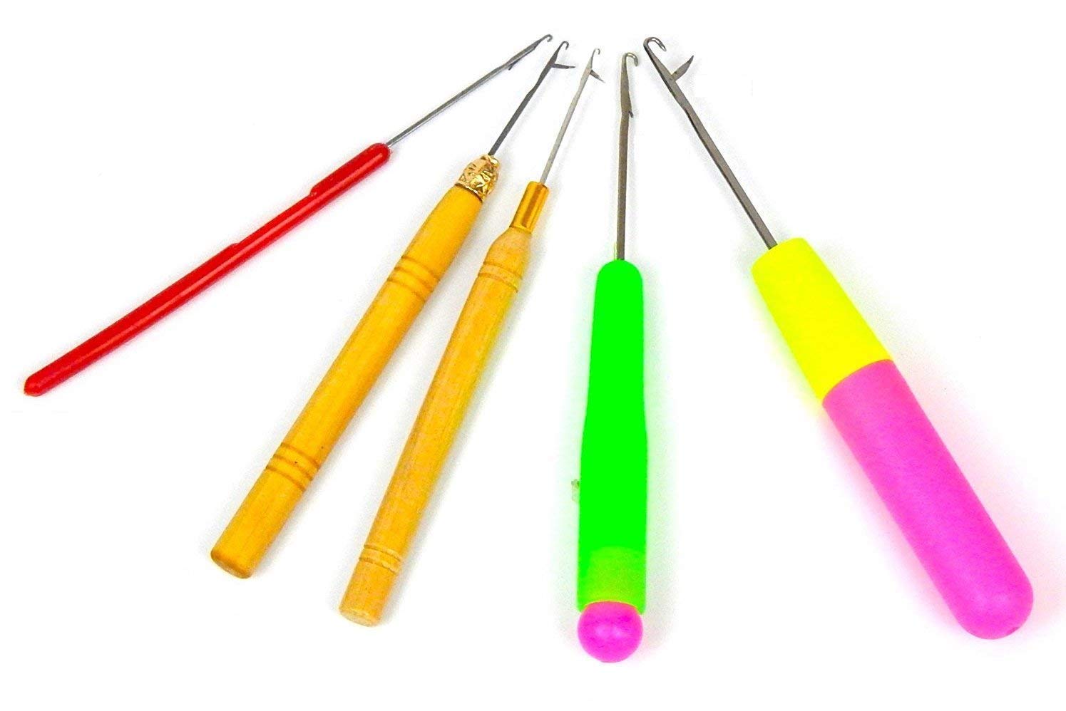 5pcs Latch Hook Crochet Needles for Hair Extensions - Professional Microneedle Tools for Braiding, Weaving & Styling - Perfect for Salon, DIY Hair Extensions & Beauty Treatments