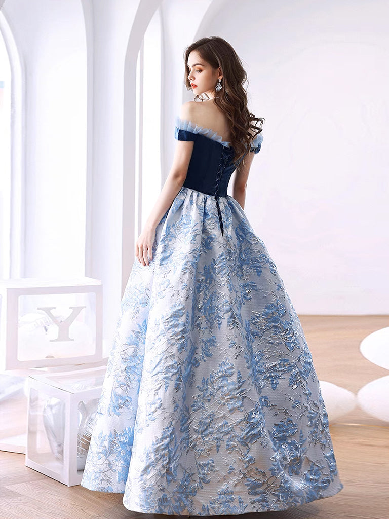 Elegant Royal Blue Satin Velvet Long Prom Dress for Women - Formal Evening Gown for Homecoming, Ball, and Special Occasions