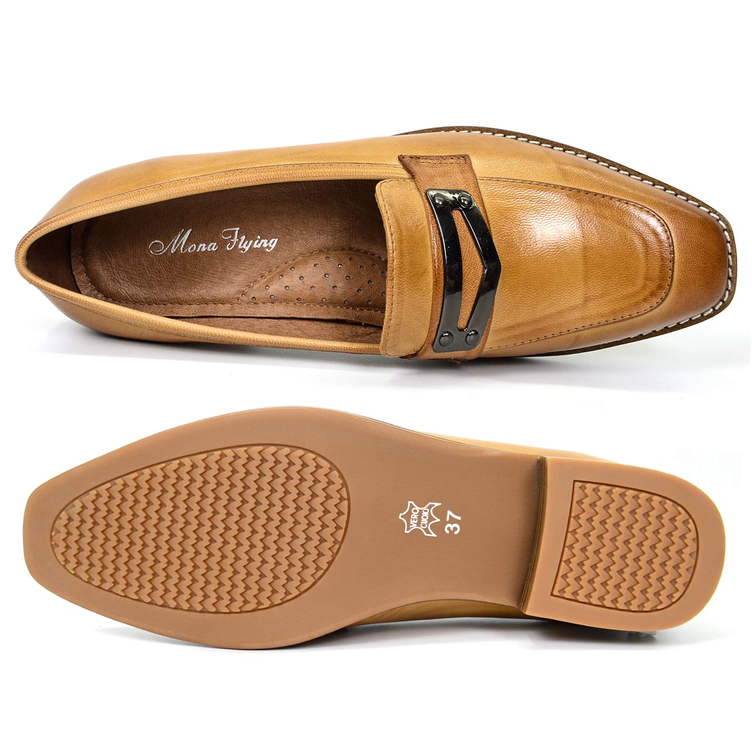 Women's Leather Penny Loafers - Square Toe Slip-On Dress Shoes for Office & Casual Wear | Comfortable & Stylish Work Flats for Women | Perfect for Business, Travel & Everyday Outfits