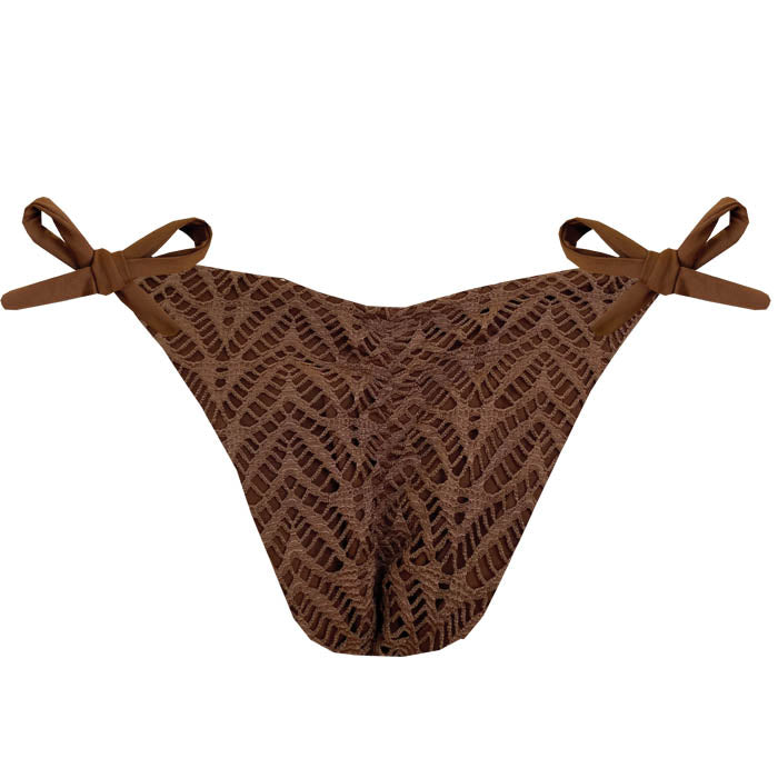 Sexy Lace Brazilian Tie Side Scrunch Bikini Bottom - High Waisted Cheeky Swimwear for Beach & Pool Party