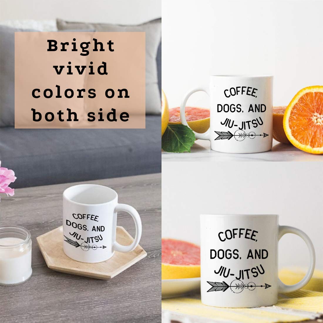 Funny Coffee Mug with Dogs & Jiu Jitsu Design - 11oz White Ceramic Cup for Coffee Lovers, Martial Arts Fans & Birthday Gifts | Perfect for Home, Office & Gym Use