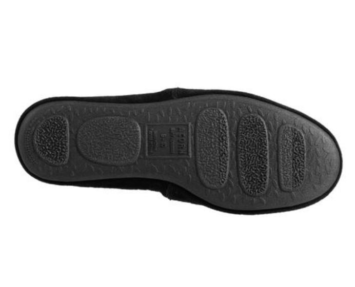 Men's Acorn Moc Slippers - Black Tweed Indoor/Outdoor Comfort Shoes for Home, Camping & Travel