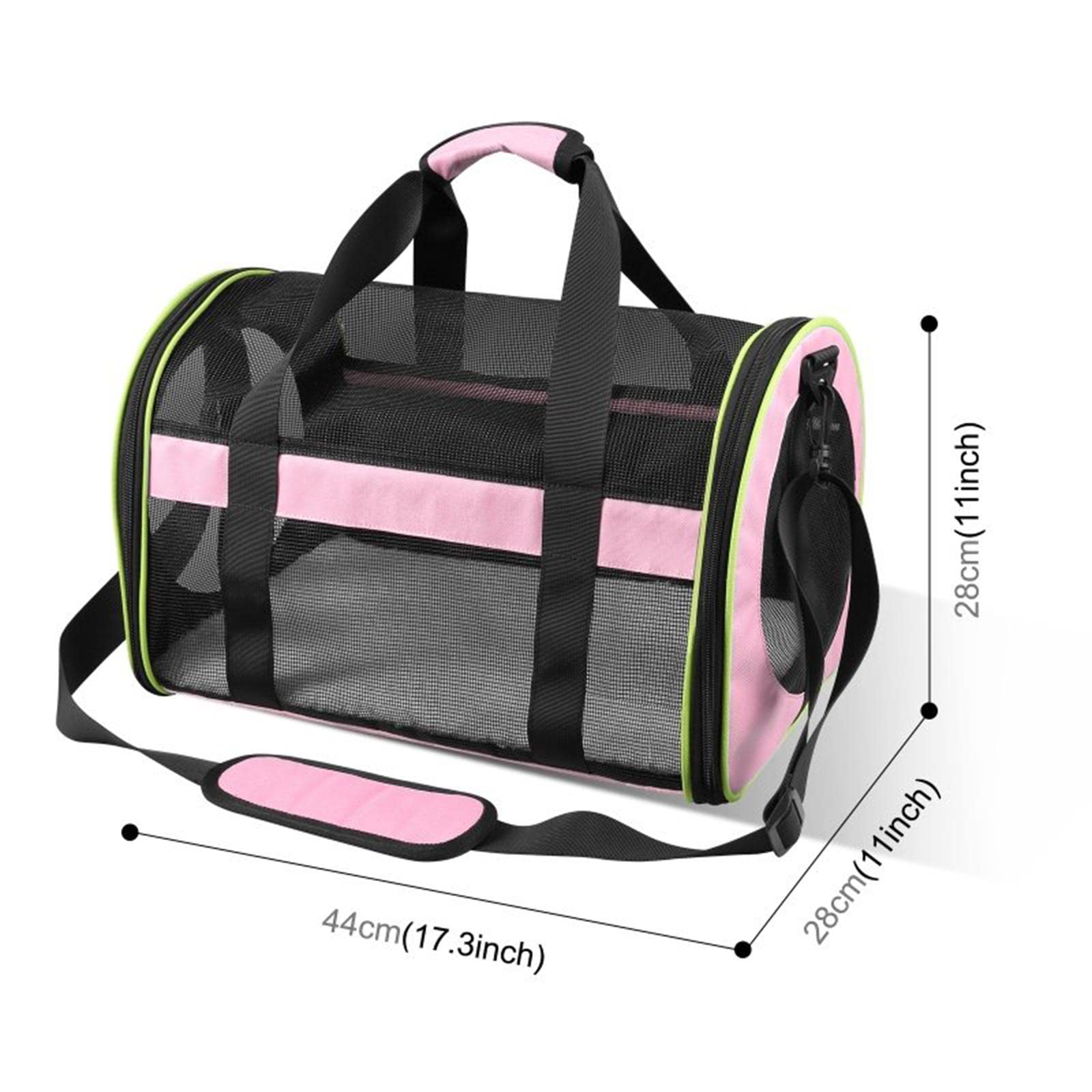 Enakshi Collapsible Pet Carrier for Dogs & Cats - Ventilated, Lightweight, 17.3x11x11 Inches - Black & Pink (Perfect for Travel, Vet Visits & Outdoor Adventures) | Pet Supplies | Dog Carriers & Totes
