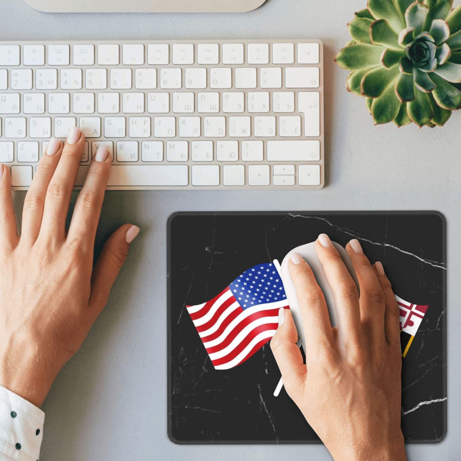 Premium American & Maryland Flag Mouse Pad - Non-Slip Textured Surface for Laptops, Computers & PC Gaming - 10x12 Inch Office & Home Workspace Accessory