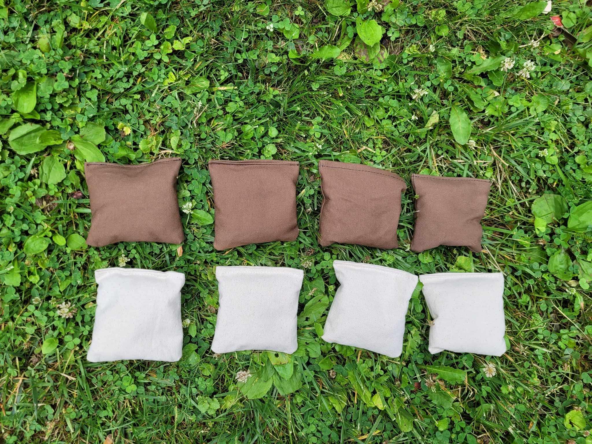 Premium 4-Inch Mini Cornhole Bags - Brown & Cream Replacement Bean Bags for Outdoor Games, Tailgating, and Backyard Fun