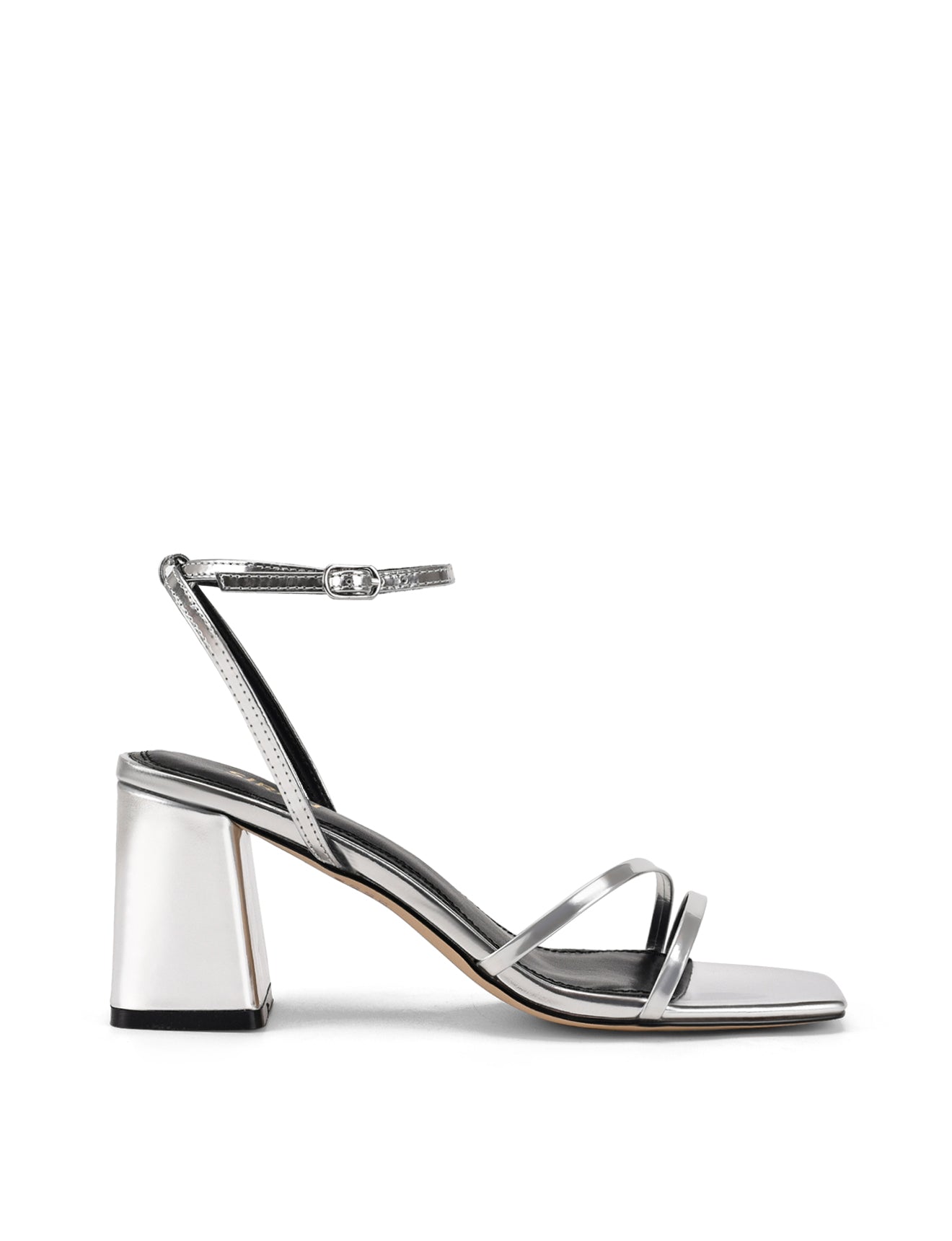 Starling Strappy Block Heels - Silver Mirror Metallic Leather Women's Shoes for Party, Wedding & Evening Events | Comfortable & Stylish Dress Pumps