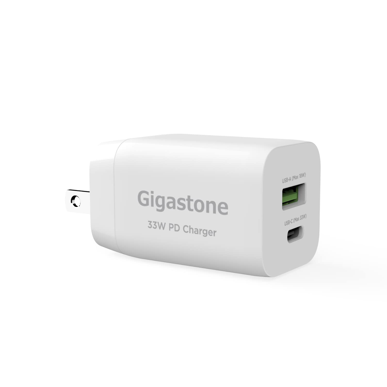 Gigastone 30W Dual Port USB C Fast Charger with PPS 33W Power Adapter - Foldable Plug Travel Charger for iPhone 14/Pro, Galaxy S22/S20/S10, Note 20/10, iPad & AirPods - Perfect for Home, Office & Travel Charging