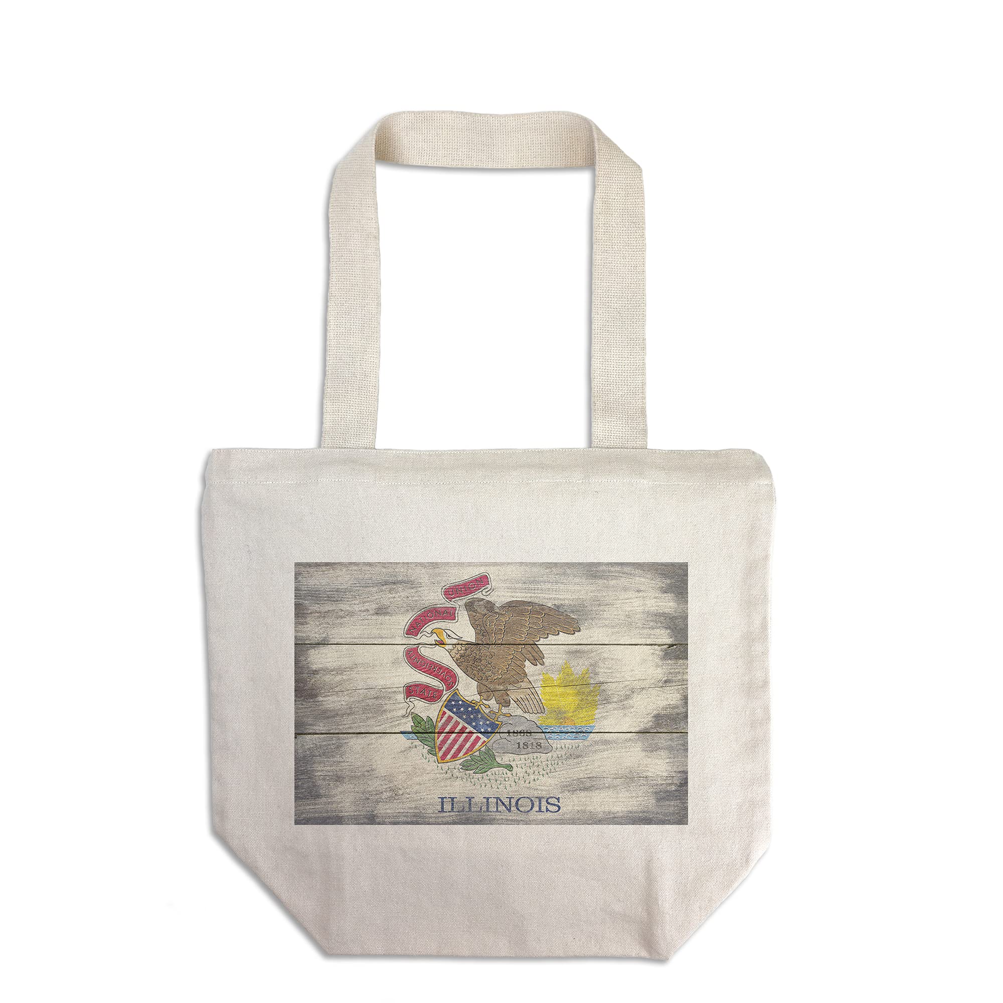 Lantern Press Rustic Illinois State Flag Tote Bag - 100% Cotton Canvas Reusable Shopping Bag for Groceries, Beach & Farmers Market