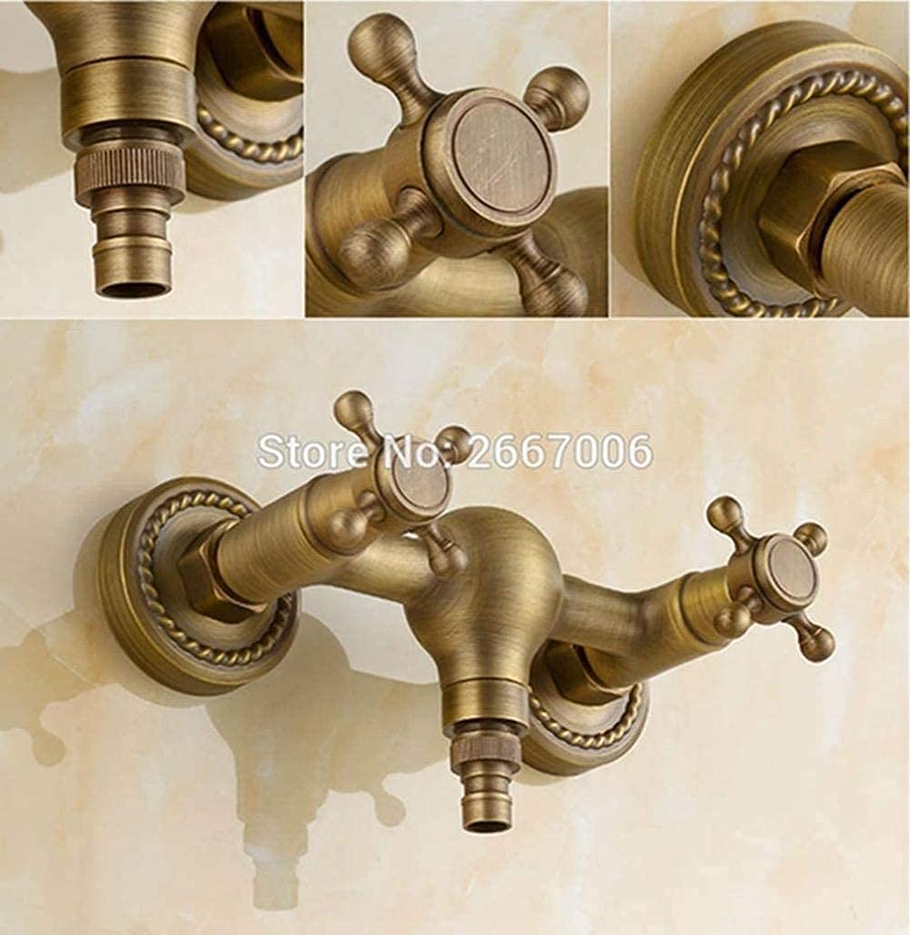 Antique Brass Wall-Mounted Shower Mixer Tap with Hand Shower - Hot & Cold Water Bathroom Faucet Set, Swivel Spout for Modern & Vintage Bathrooms - Perfect for Spa-Like Showers and Space-Saving Designs