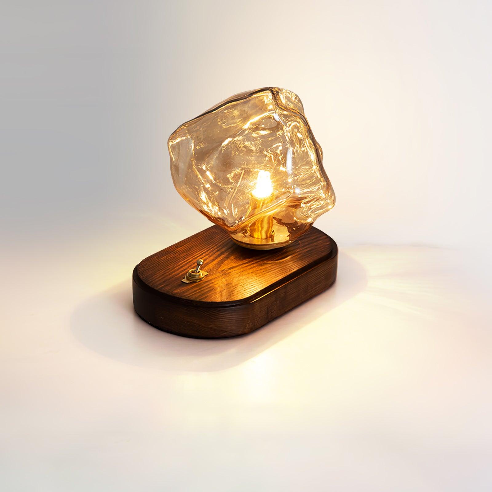 Modern Ice Stone Glass Table Lamp - Elegant Bedside & Living Room Lighting for Home Decor