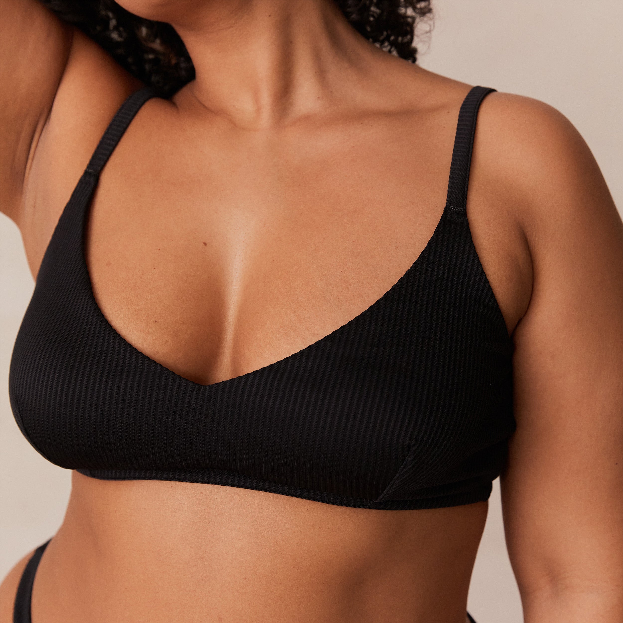 Seamless Ribbed Triangle Bralette - Black Lace Underwire Bra for Women | Comfortable & Sexy for Everyday Wear, Yoga, and Lounge