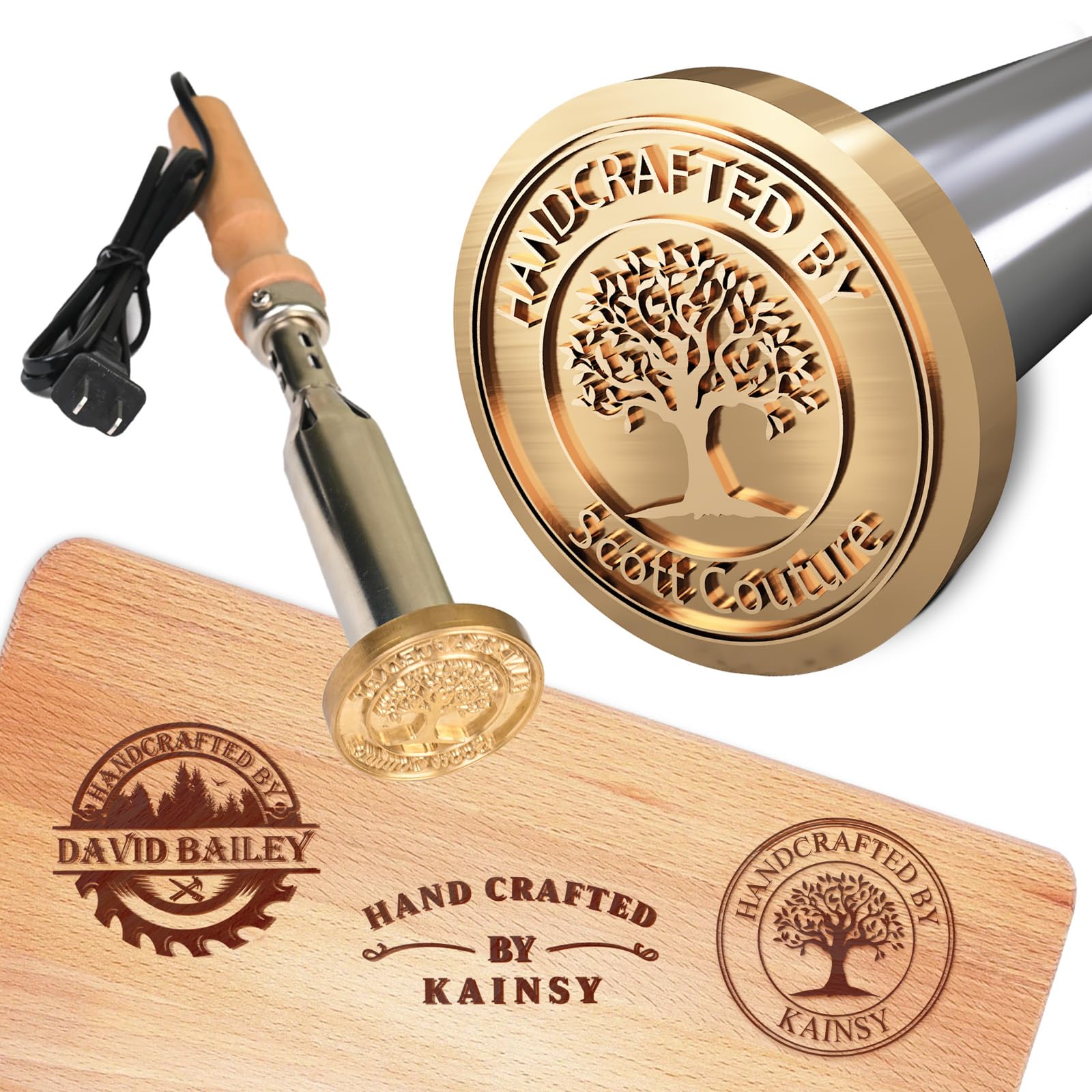 Custom Electric Branding Iron for Wood & Leather - Personalized Wood Burning Stamp with Metal Logo - Durable Handcrafted Design for Food, Meat, Woodworking & Wedding Gifts - Perfect for DIY Projects, Crafts & Professional Use