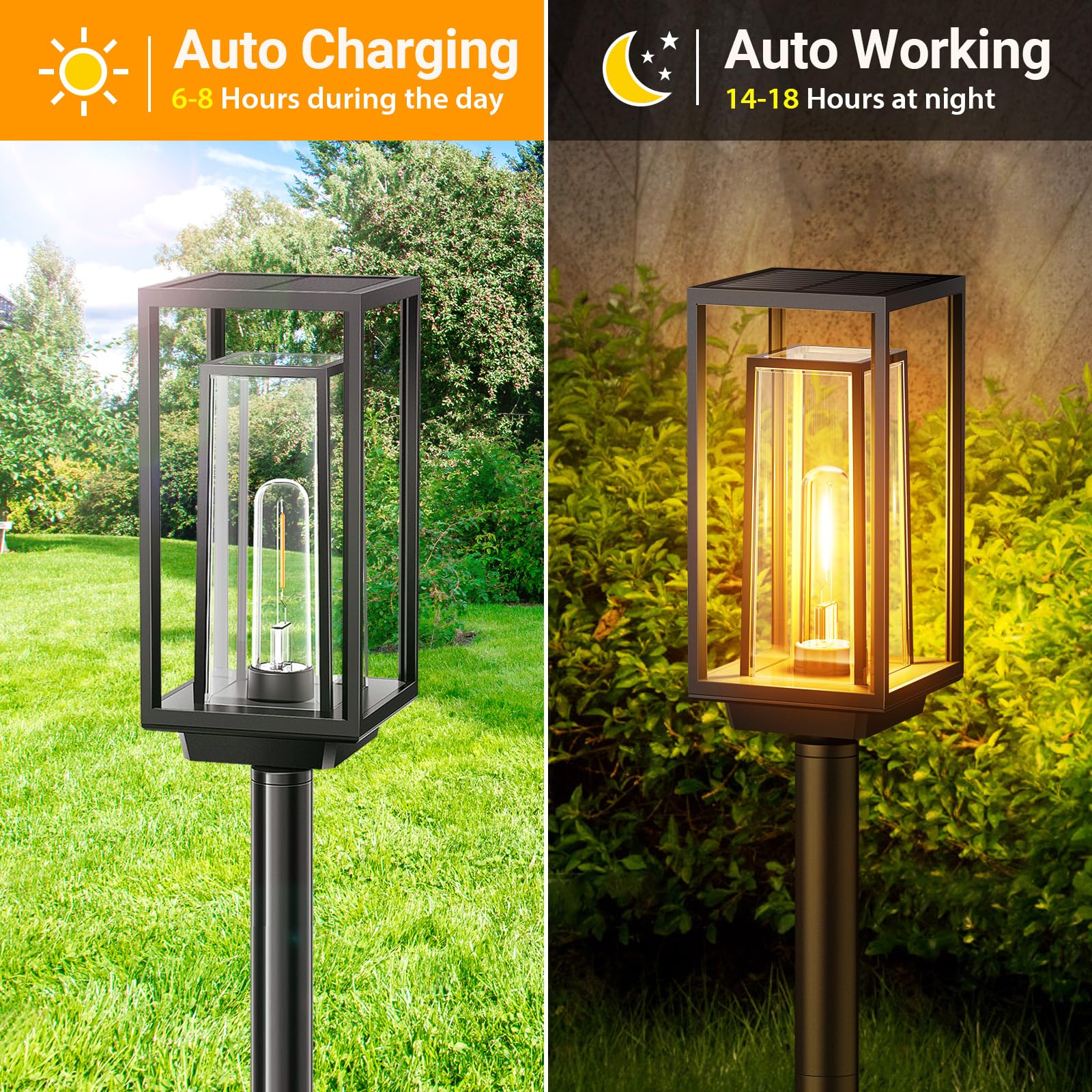 WdtPro Solar Pathway Lights Outdoor Waterproof - 2X Bigger & Brighter Landscape Lighting for Yard, Patio, Walkway, Driveway - 12+ Hours Double-Layer Solar Lights with Auto On/Off - Warm White (4 Pack) - Perfect for Garden Decor & Nighttime Safety