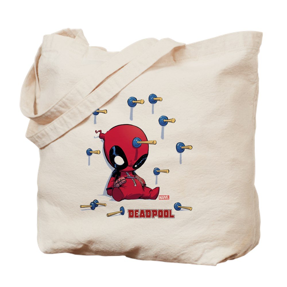 Deadpool Toy Darts Tote Bag - Natural Canvas Reusable Shopping Bag for Groceries, Beach & Comic Con | Funny Superhero Gift for Fans