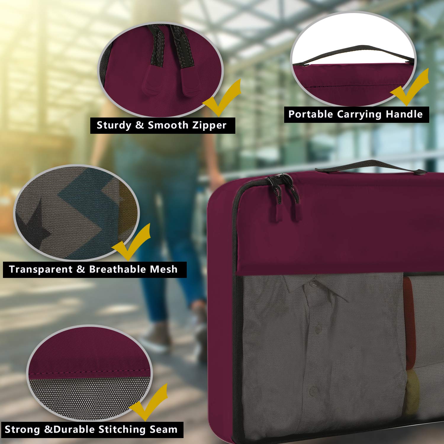 BAGAIL 8-Piece/9-Piece Travel Packing Cubes Set - Lightweight Luggage Organizers for Suitcases, Carry-On Bags & Travel Accessories - Perfect for Business Trips, Vacations & Weekend Getaways