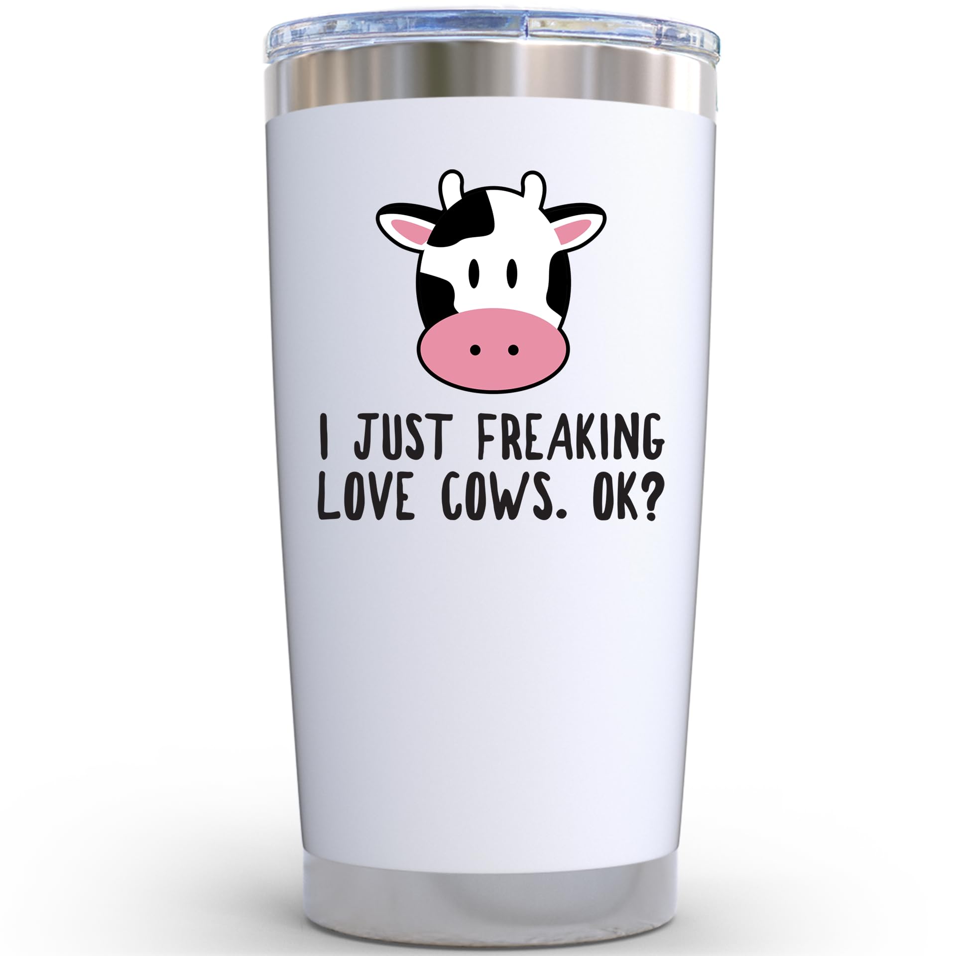 Cow Tumbler 20oz with Lid & Straw - Cute Cow Gifts for Women, Cow Lovers | Home & Office Use