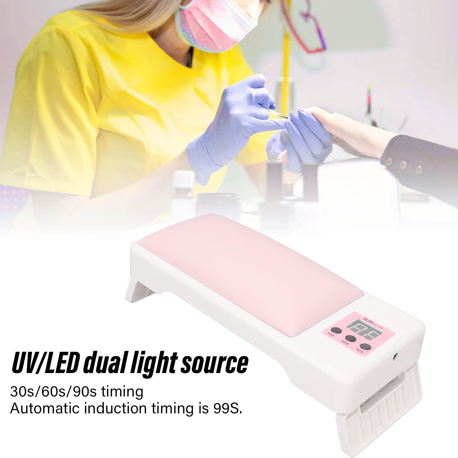 UBERSWEET® Portable Folding Nail Lamp - Professional UV LED Gel Nail Dryer for Home & Salon Use, Compact & Lightweight for Travel (Pink) | Perfect for Manicures, Pedicures & Nail Art at Home or On-The-Go