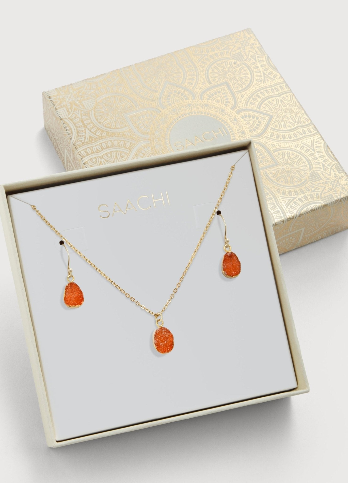 Mini Druzy Earring and Necklace Set - Dainty Crystal Jewelry for Women | Perfect for Everyday Wear, Date Night & Special Occasions
