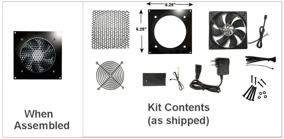 Coolerguys Single 120mm PC Cooling Fan Kit with Pre-Set Thermal Controller CG-1201P - Perfect for Computer Case, Gaming PC & Server Cooling
