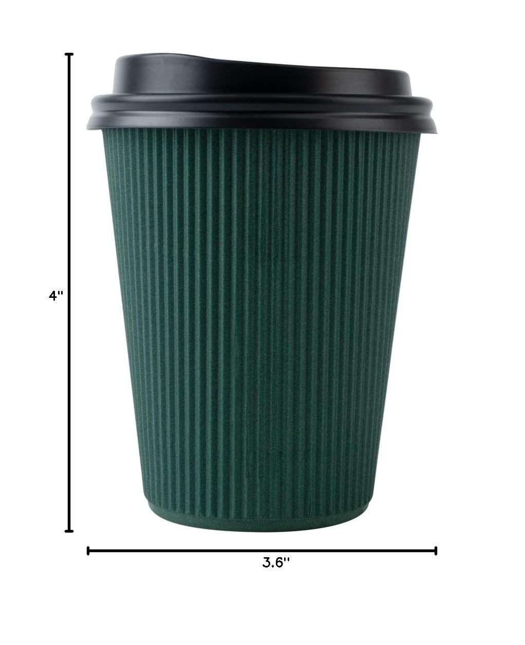 12oz Insulated Coffee Cups with Lids (20 Pack) - Leakproof & Non-Slip Dark Green Disposable Paper Cups for Hot Beverages - Perfect for Coffee, Tea, Hot Chocolate, Lattes in Cafes, Offices, or Home Use