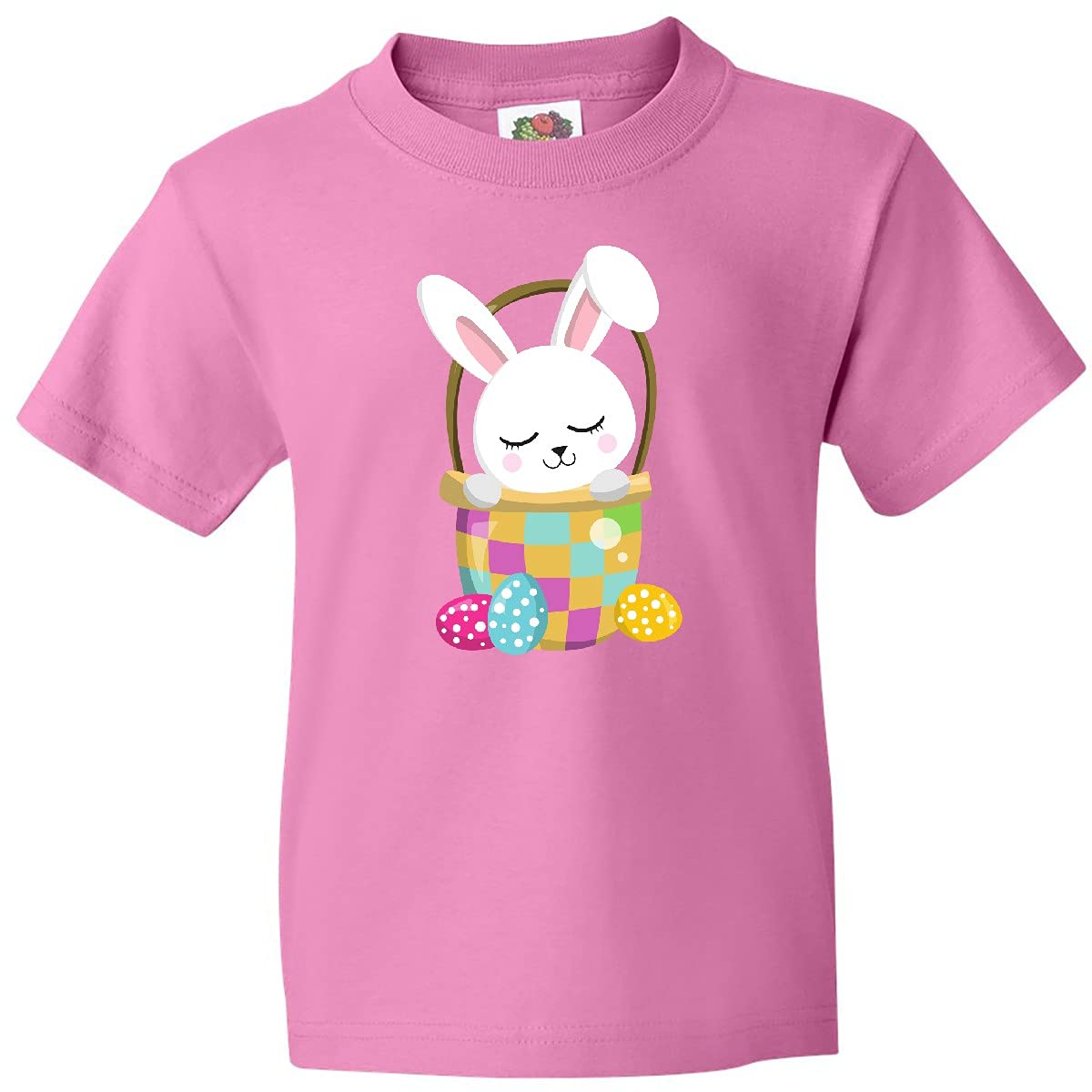 Inktastic Easter White Bunny Cute Bunny Easter Eggs Youth T-Shirt - Fun Holiday Gift for Kids & Teens, Easter Party Outfit, Spring Festival Wear