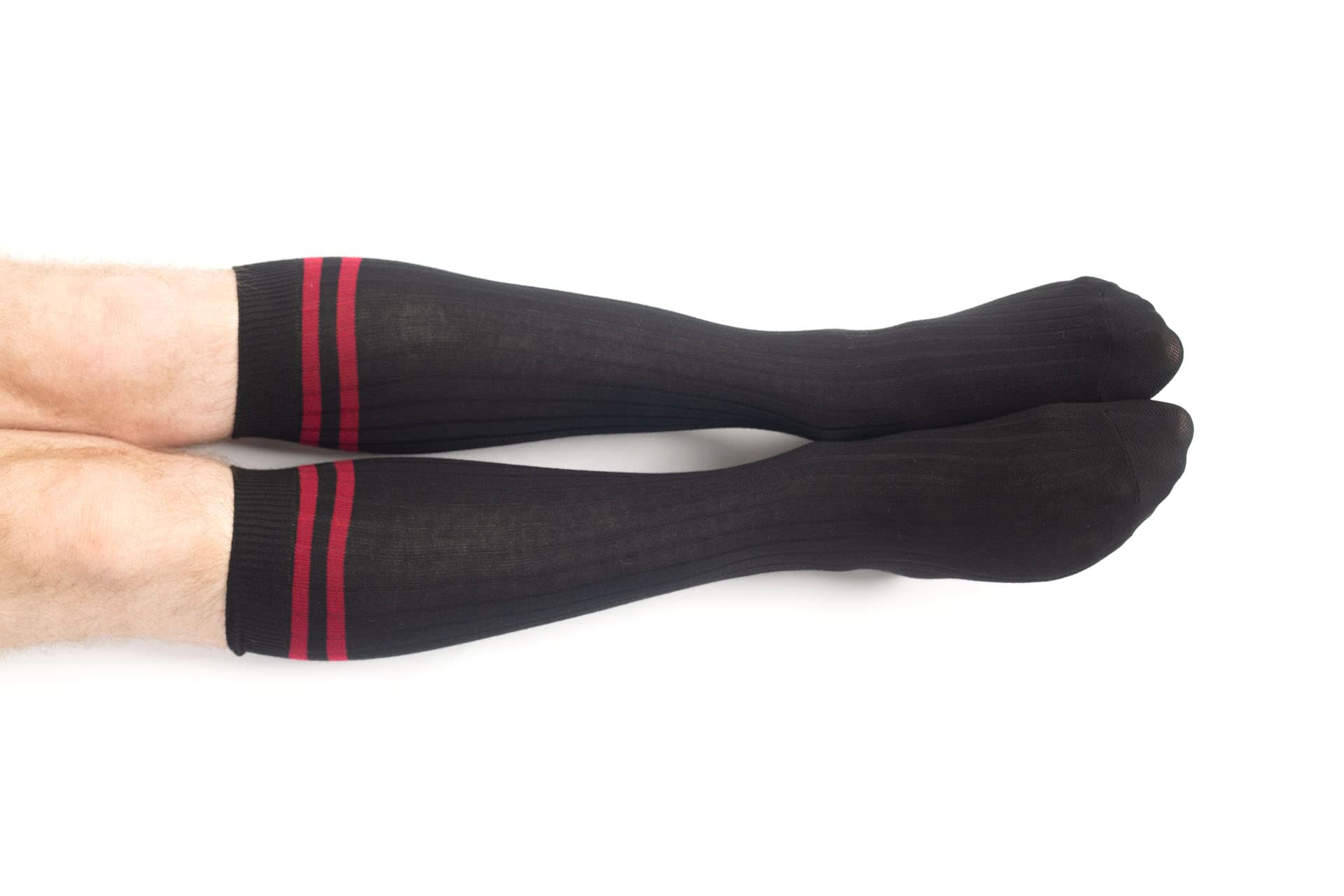 4 Pack Men's Knee High Cotton Striped Dress Socks - Over The Calf Formal Socks for Business & Office (Size 9-11) - Perfect for Work, Dress Shoes & Professional Outfits