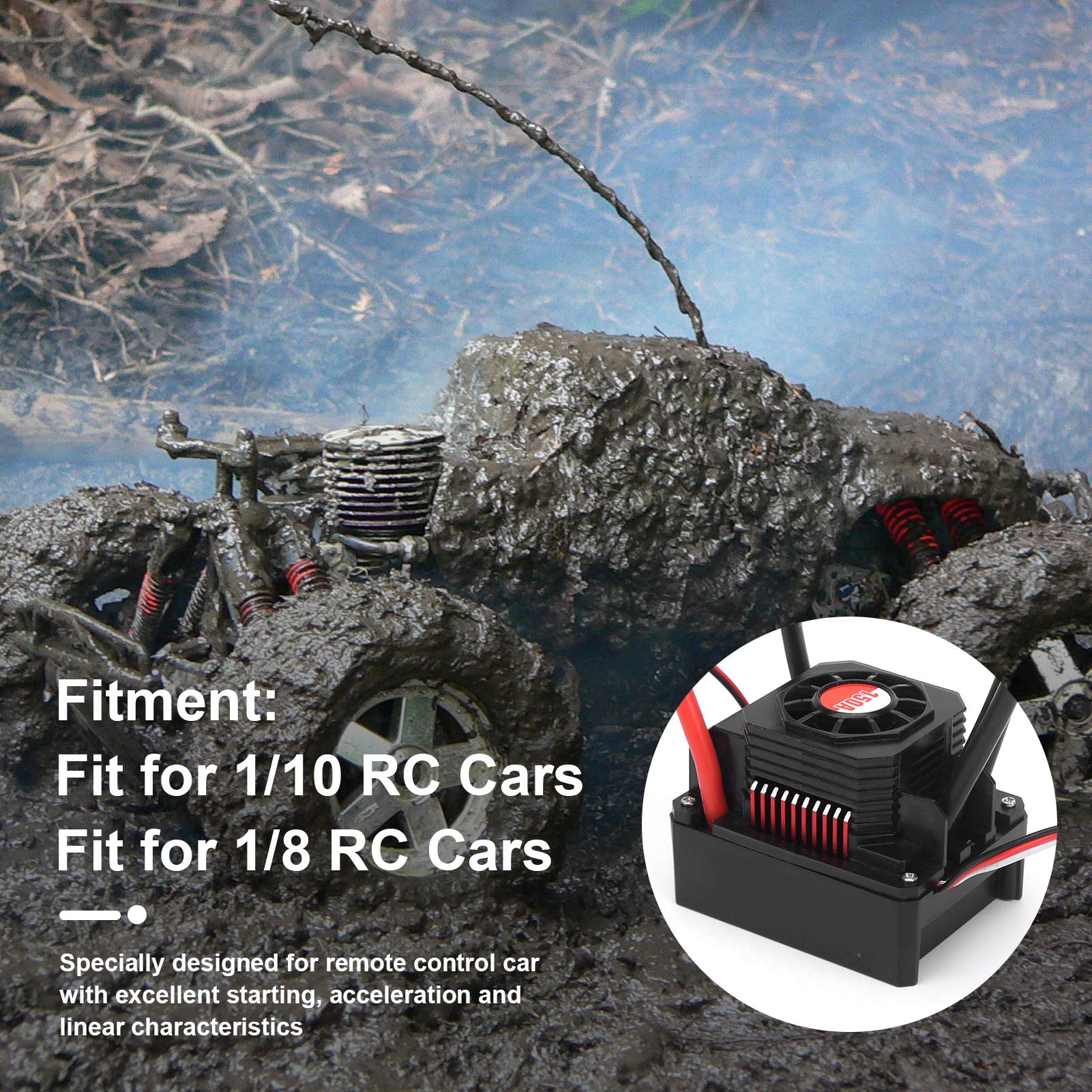 150A Brushless Motor ESC - Sensorless Electric Speed Controller for 1/10 & 1/8 RC Cars with Plug | High-Performance RC Accessory for Racing & Off-Road Vehicles