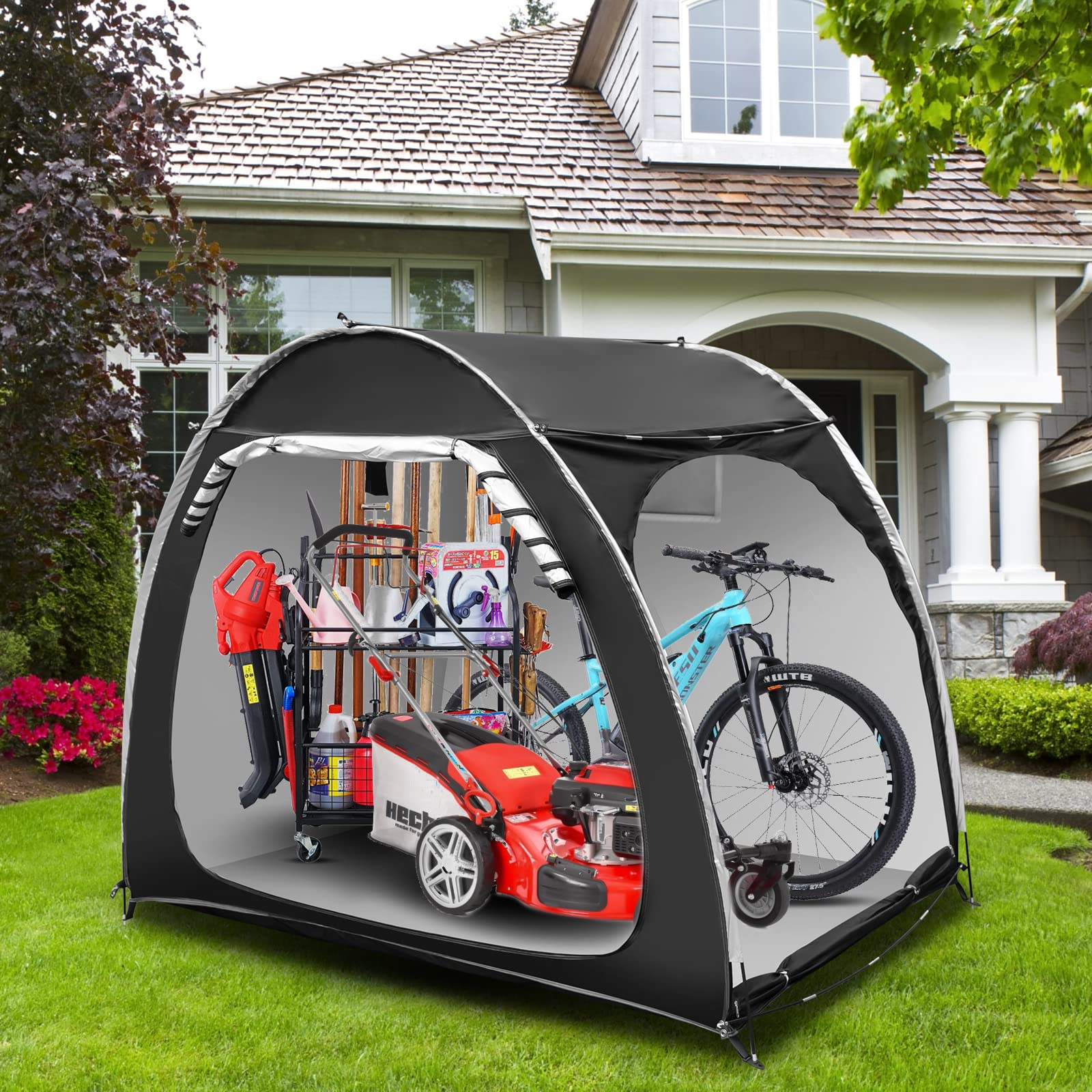 Waterproof Outdoor Bike Storage Shed Tent - Portable Bicycle Cover for 4 Bikes with Double Side Opening - Ideal for Garden, Camping, Hiking & Motorcycle Protection