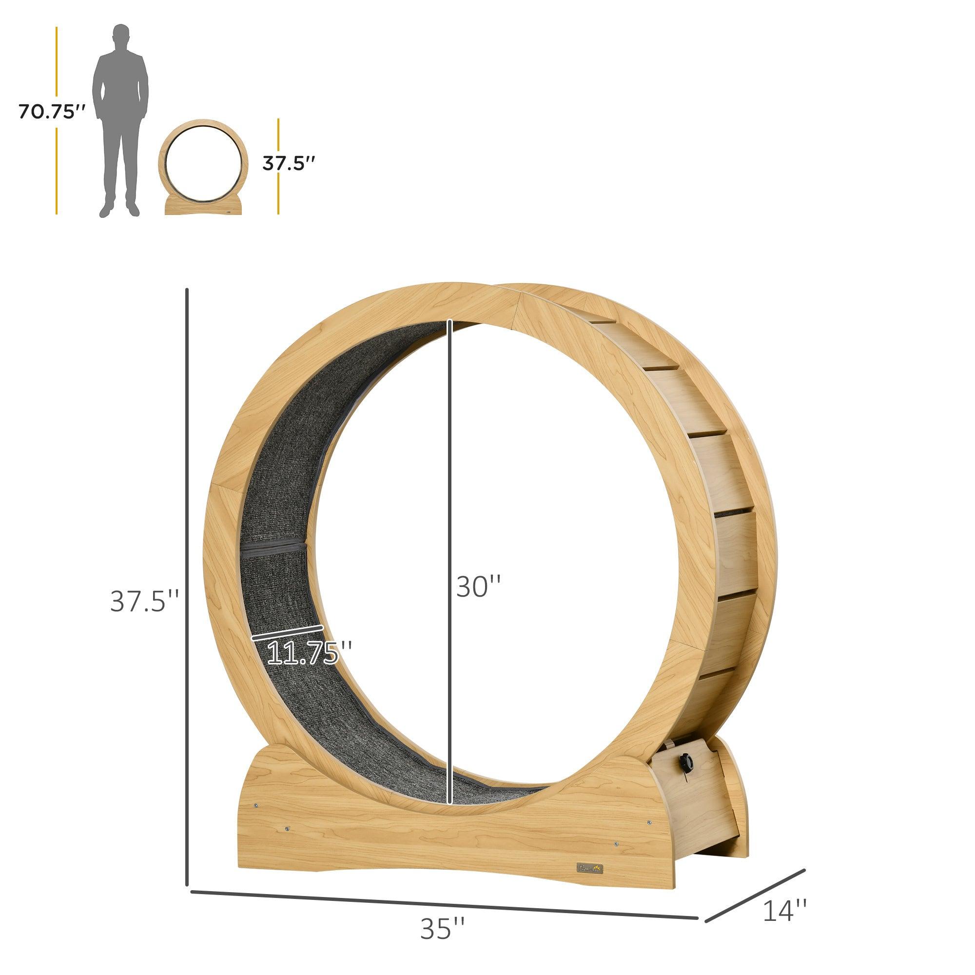 Premium Cat Exercise Wheel Treadmill - Natural Wood Grain Design, Spinning Wheel with Brake for Indoor Cats | Durable Pet Fitness Equipment for Active Play & Weight Management - Perfect for Small Apartments & Home Gyms