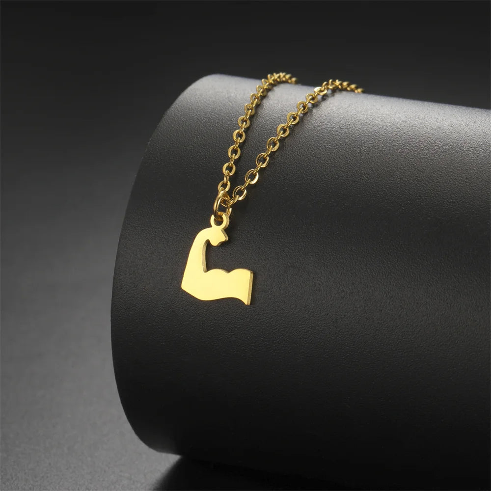 Stainless Steel Dumbbell Necklace for Men - Weightlifting & Gym Jewelry Gift for Bodybuilders & Fitness Enthusiasts | Perfect for Workouts, Sports & Casual Wear