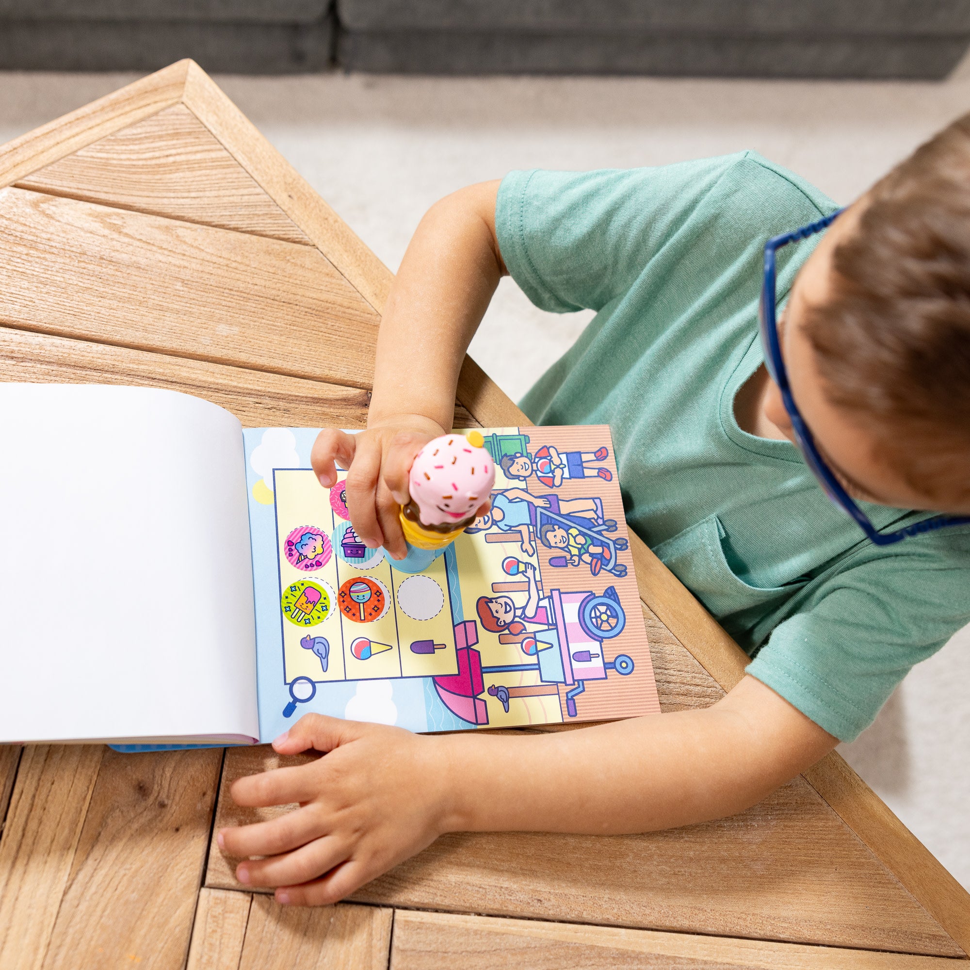 WOW!™ Activity Pad & Sticker Stamper - Ice Cream Theme | Fun Kids Arts & Crafts for Creative Play | Perfect for Birthday Parties & Classroom Activities