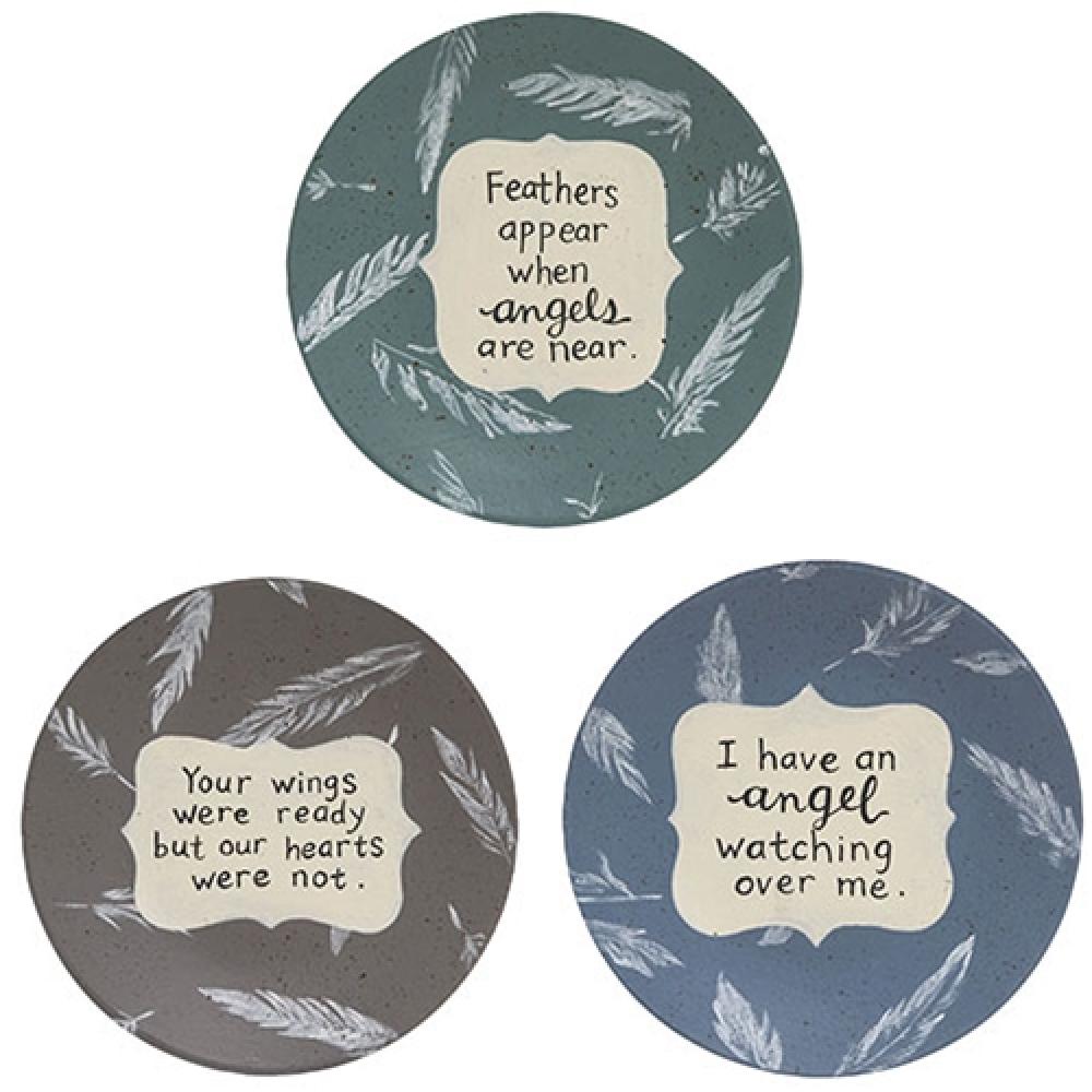 Angel Feather Plate Set of 3 - Decorative Feather Plates for Wall Decor, Table Centerpiece, and Bohemian Home Decor - Perfect for Dining Room, Living Room, and Wedding Decorations