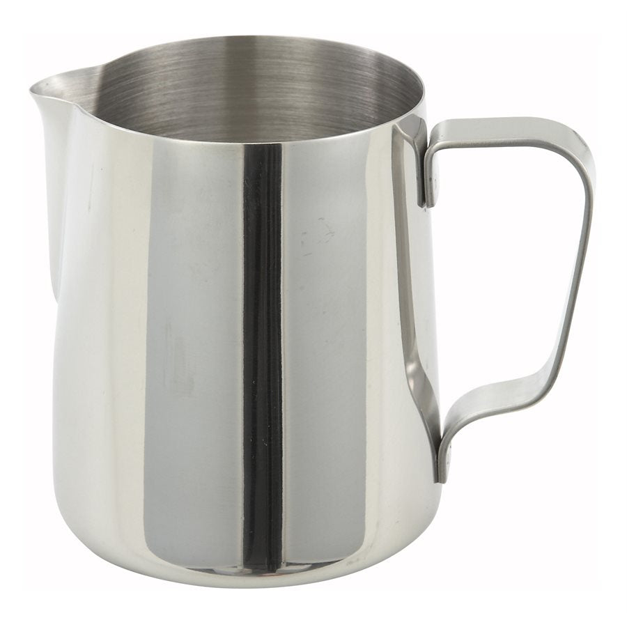 Winco 20 Oz Stainless Steel Milk Frothing Pitcher for Latte, Cappuccino & Hot Chocolate - Barista Quality Coffee Accessory for Home & Cafe Use