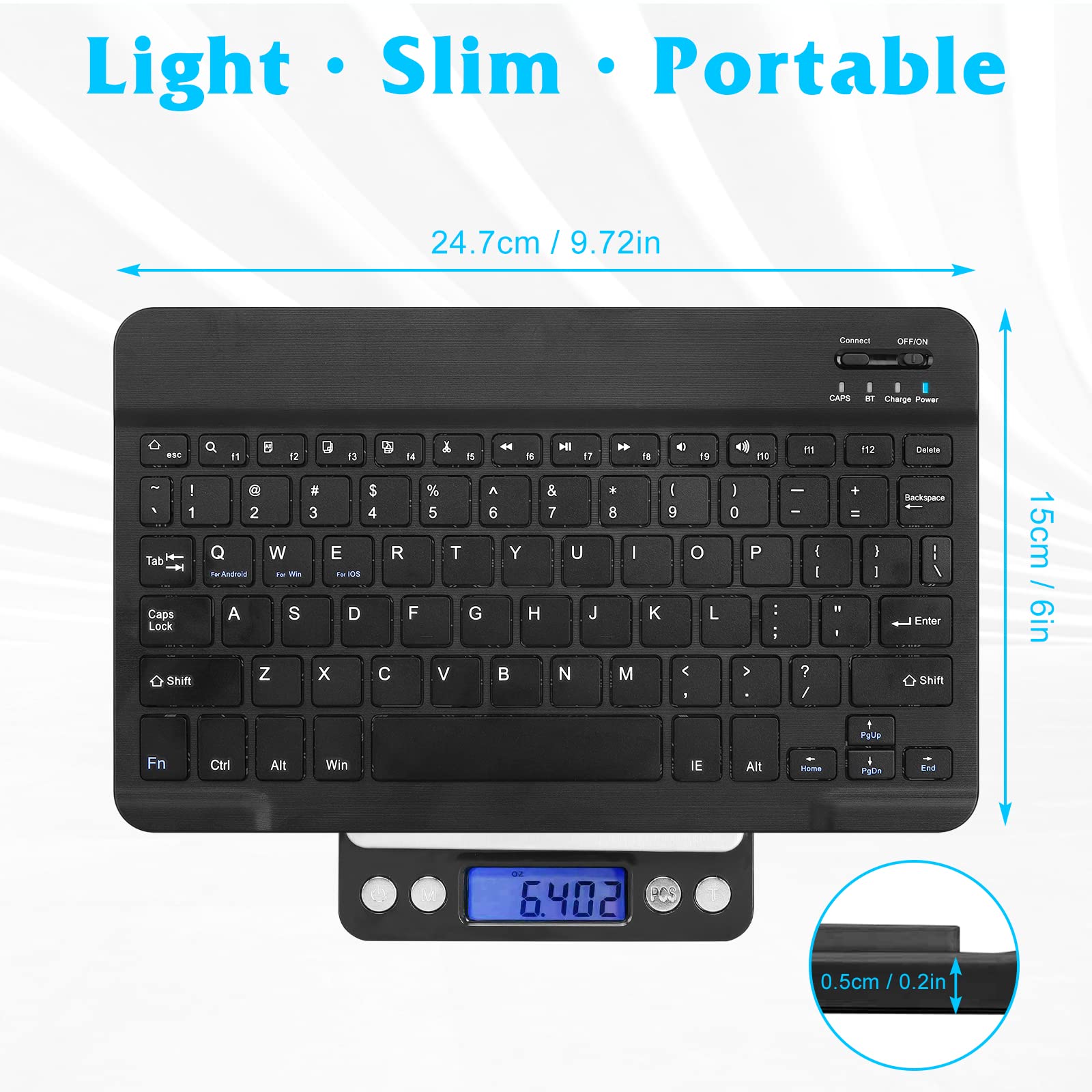Rechargeable Bluetooth Keyboard and Mouse Combo - Ultra Slim Full-Size Wireless Keyboard with Ergonomic Mouse for Mac, iPad, Tablet, PC, Laptop - Compatible with Xiaomi Redmi 9 - Onyx Black - Perfect for Office, Home, and Travel Use